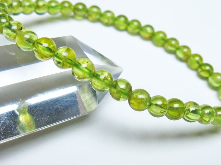 ペリドット ブレスレット 5mm メール便可 一点物 111-50674