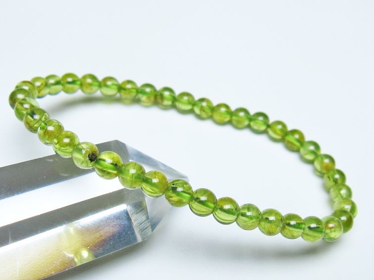 ペリドット ブレスレット 5mm メール便可 一点物 111-50675