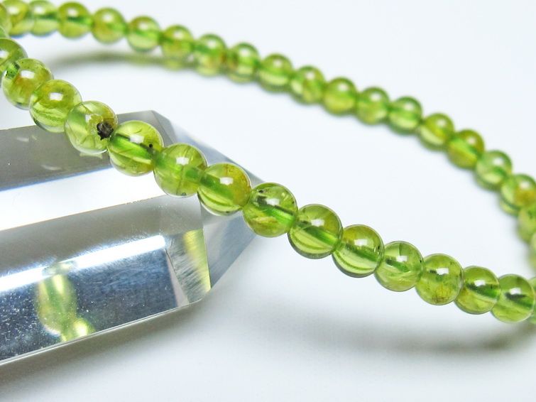 ペリドット ブレスレット 5mm メール便可 一点物 111-50675