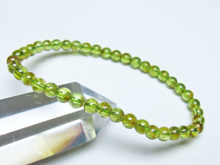ペリドット ブレスレット 5mm メール便可 一点物 111-50676