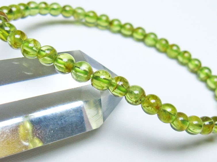 ペリドット ブレスレット 5mm メール便可 一点物 111-50676
