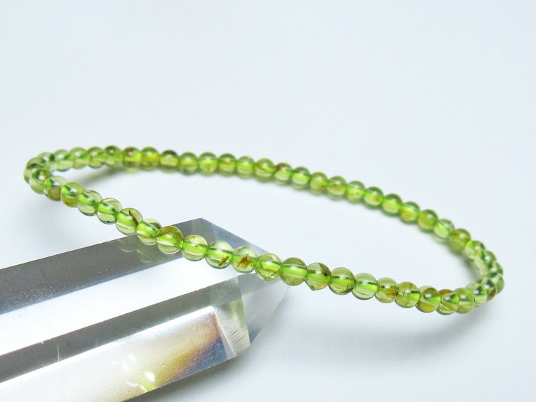 ペリドット ブレスレット 4mm メール便可 一点物 111-50678