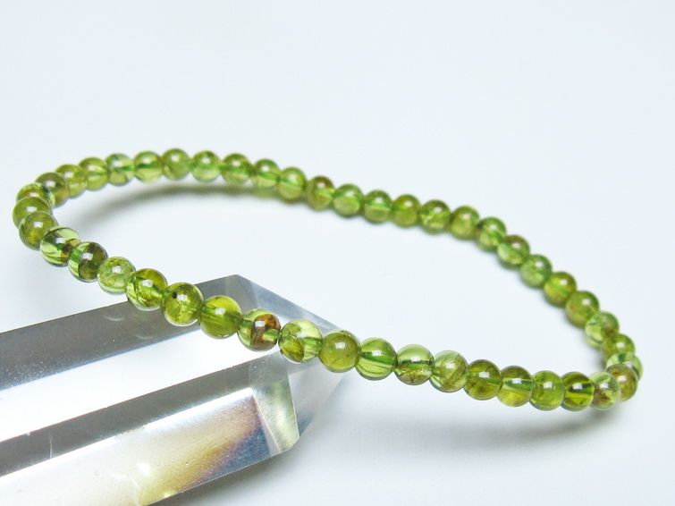 ペリドット ブレスレット 4mm メール便可 一点物 111-50679