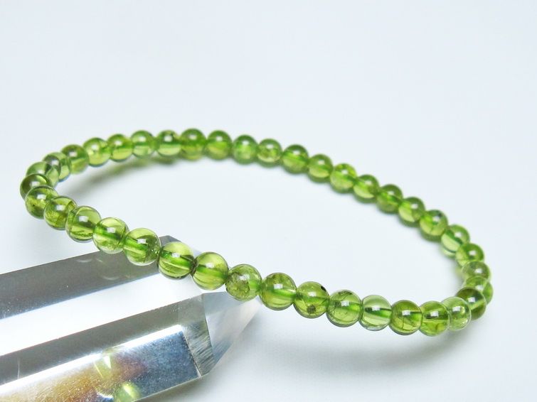 ペリドット ブレスレット 5mm メール便可 一点物 111-50681