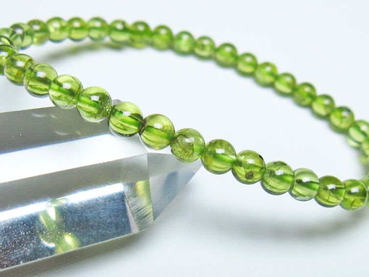ペリドット ブレスレット 5mm メール便可 一点物 111-50681