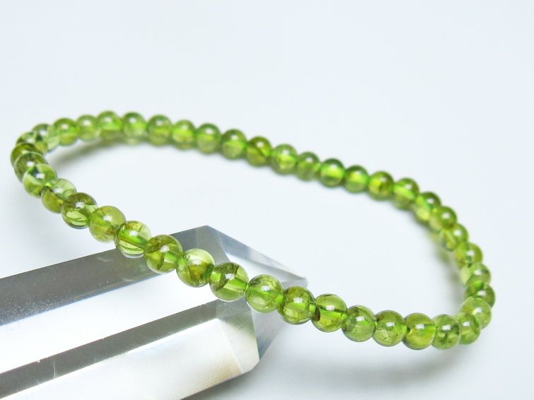 ペリドット ブレスレット 5mm メール便可 一点物 111-50682