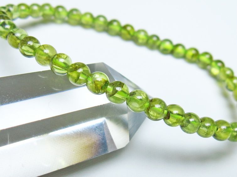 ペリドット ブレスレット 5mm メール便可 一点物 111-50682