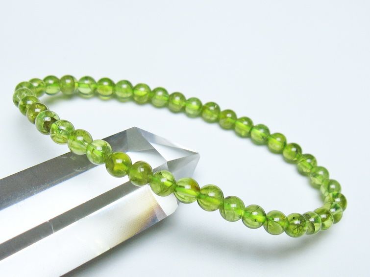ペリドット ブレスレット 5mm メール便可 一点物 111-50683