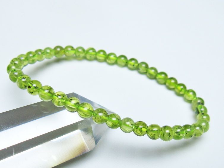 ペリドット ブレスレット 5mm メール便可 一点物 111-50684