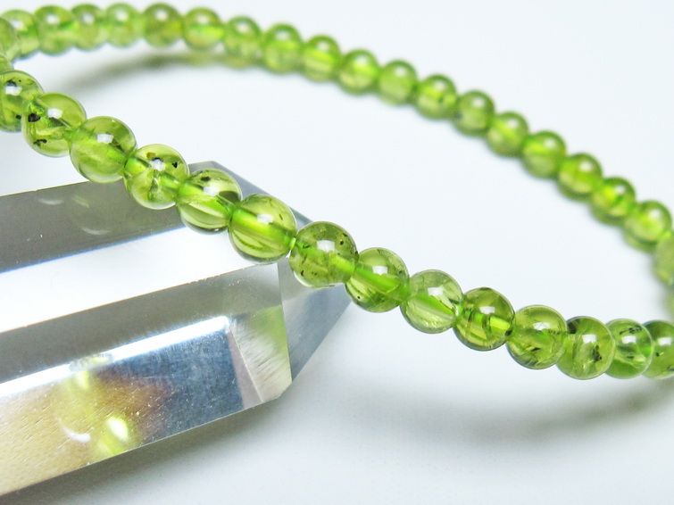 ペリドット ブレスレット 5mm メール便可 一点物 111-50684
