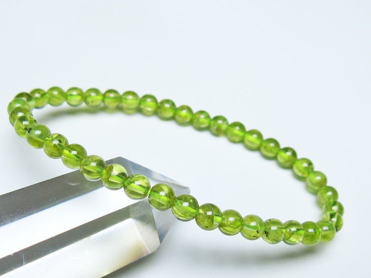 ペリドット ブレスレット 5mm メール便可 一点物 111-50685
