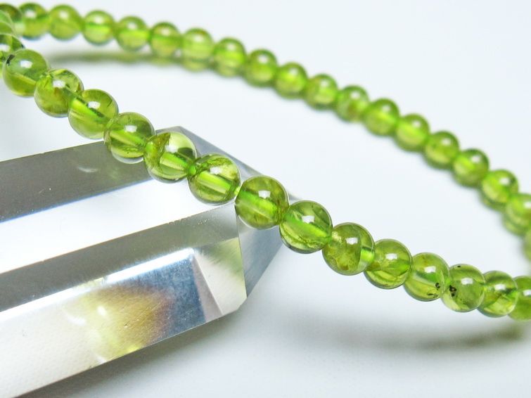ペリドット ブレスレット 5mm メール便可 一点物 111-50685