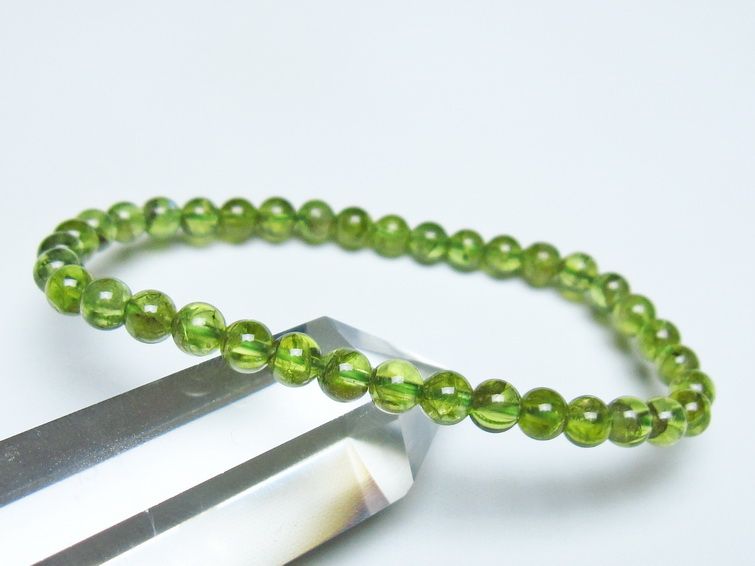 ペリドット ブレスレット 5mm メール便可 一点物 111-50686