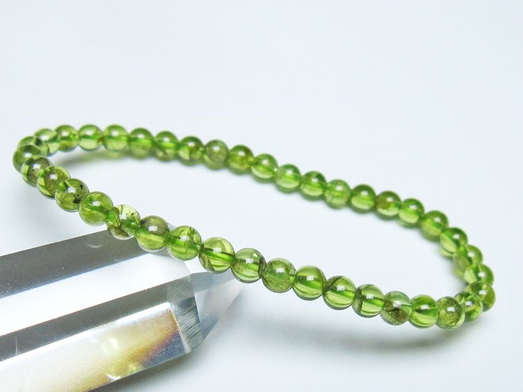 ペリドット ブレスレット 5mm メール便可 一点物 111-50687