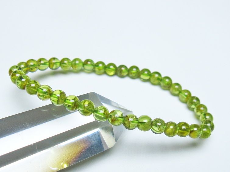 ペリドット ブレスレット 5mm メール便可 一点物 111-50689