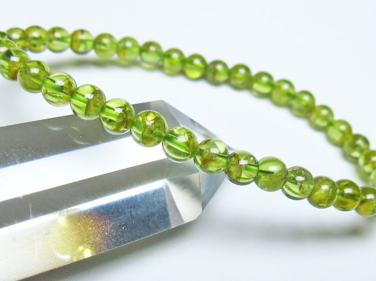 ペリドット ブレスレット 5mm メール便可 一点物 111-50689