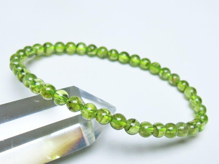 ペリドット ブレスレット 5mm メール便可 一点物 111-50690