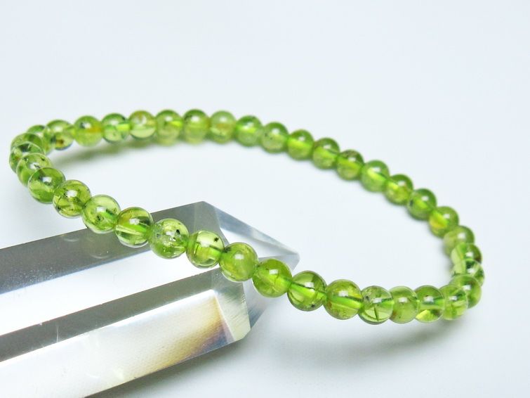 ペリドット ブレスレット 5mm メール便可 一点物 111-50692