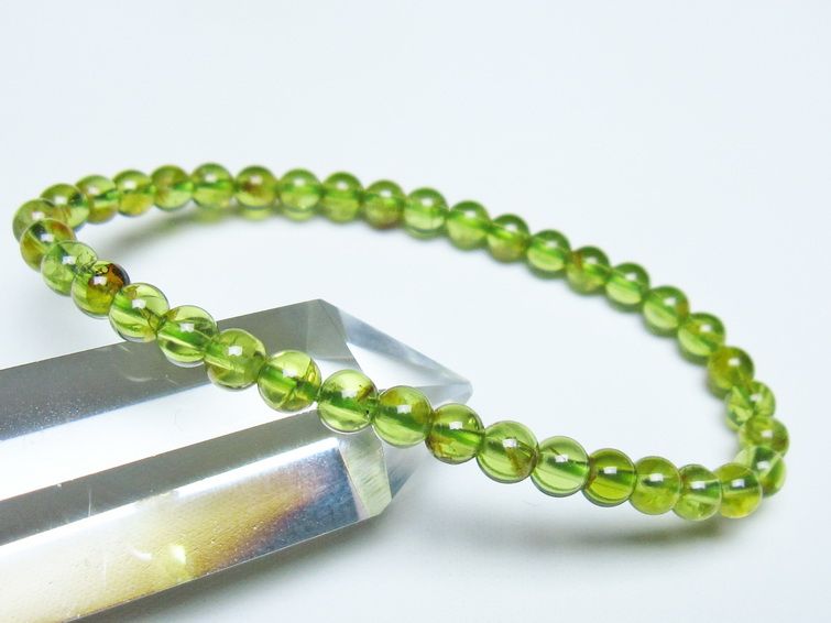 ペリドット ブレスレット 5mm メール便可 一点物 111-50693