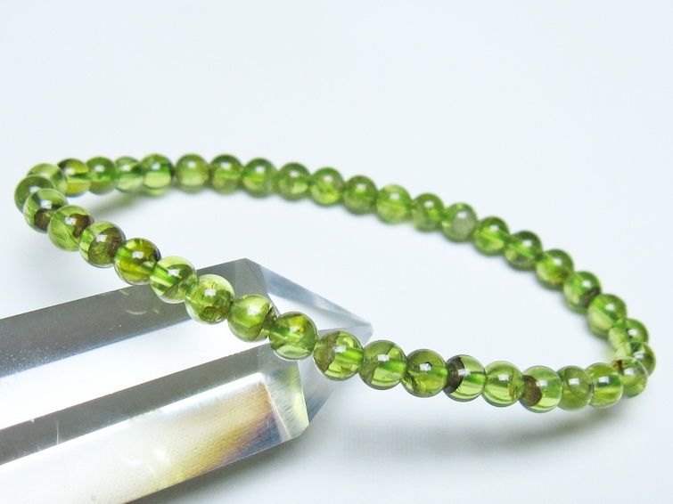 ペリドット ブレスレット 5mm メール便可 一点物 111-50694