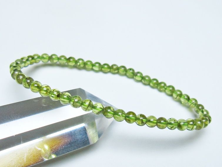 ペリドット ブレスレット 4mm メール便可 一点物 111-50695