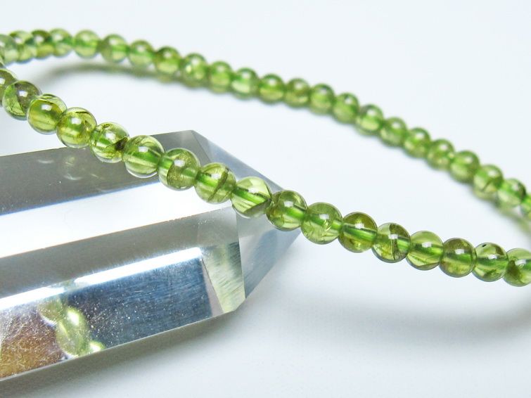 ペリドット ブレスレット 4mm メール便可 一点物 111-50695