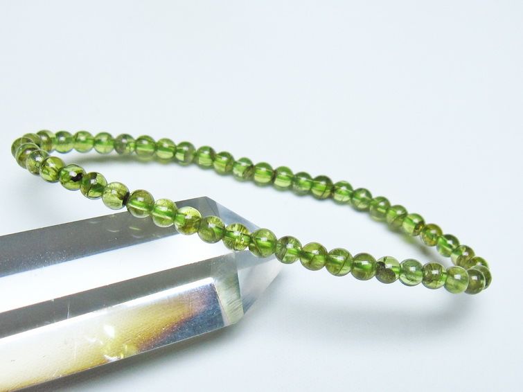 ペリドット ブレスレット 4mm メール便可 一点物 111-50696