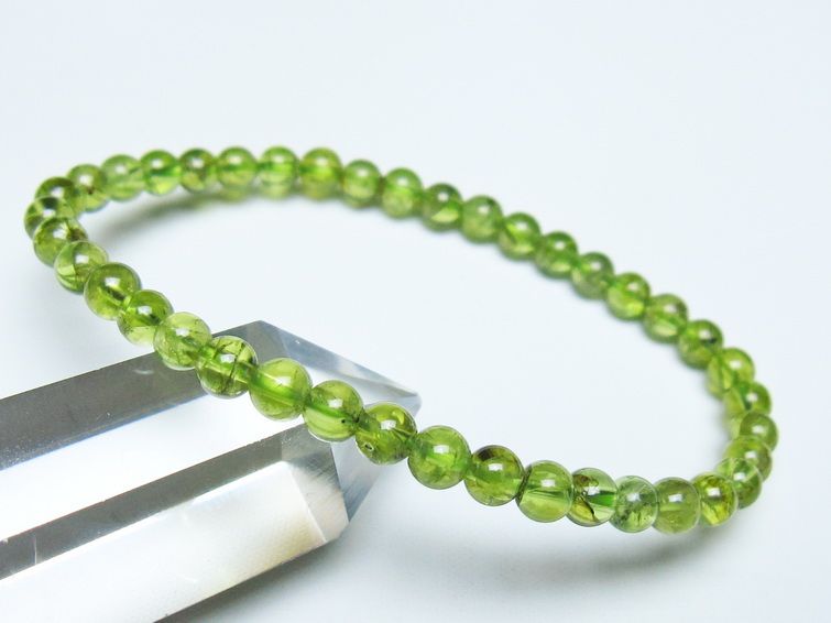 ペリドット ブレスレット 5mm メール便可 一点物 111-50698