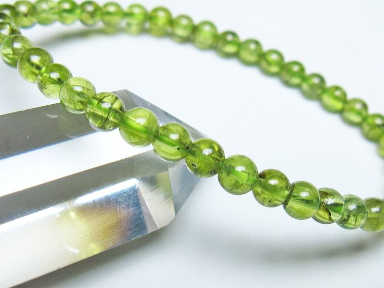 ペリドット ブレスレット 5mm メール便可 一点物 111-50698