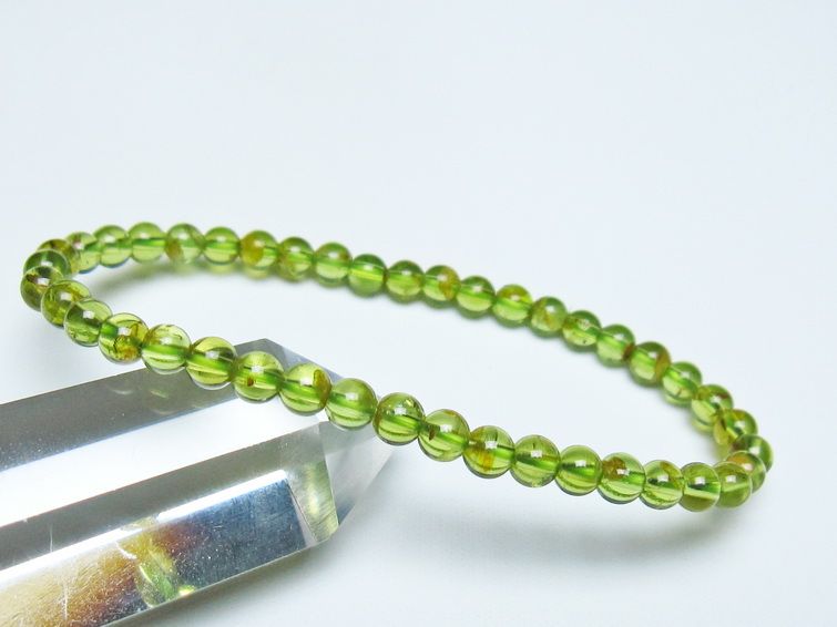 ペリドット ブレスレット 5mm メール便可 一点物 111-50699