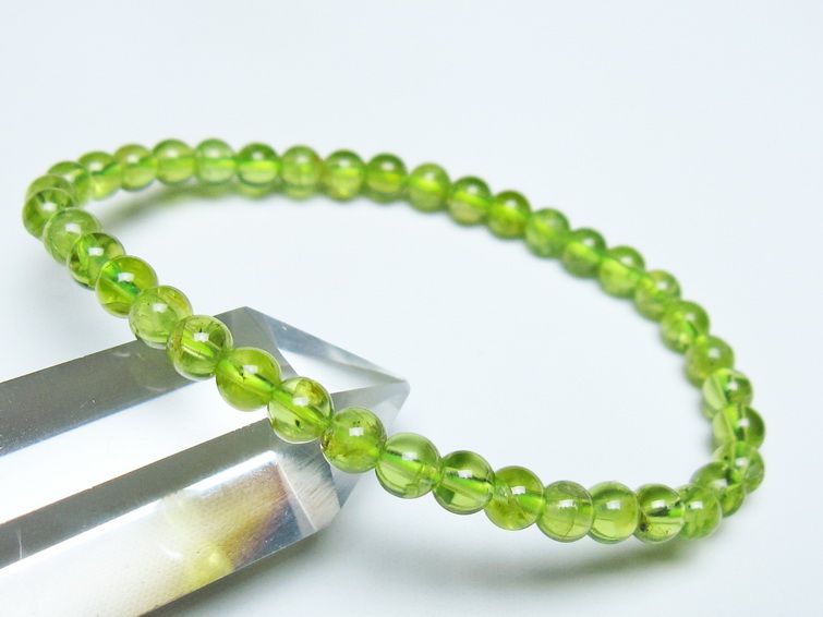 ペリドット ブレスレット 5mm メール便可 一点物 111-50700