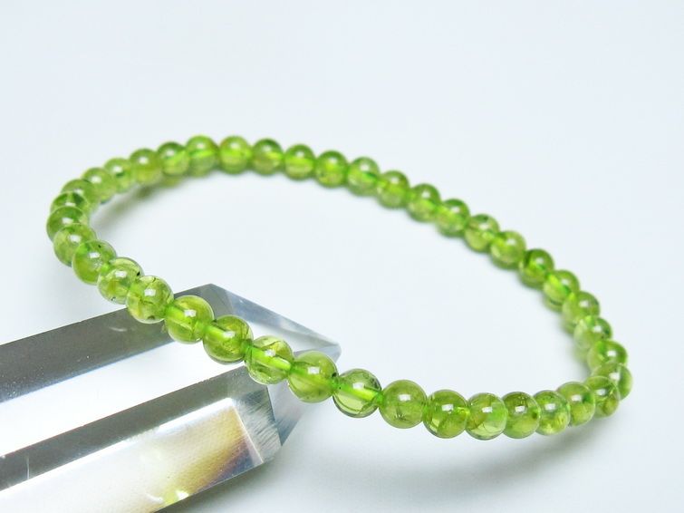 ペリドット ブレスレット 5mm メール便可 一点物 111-50701