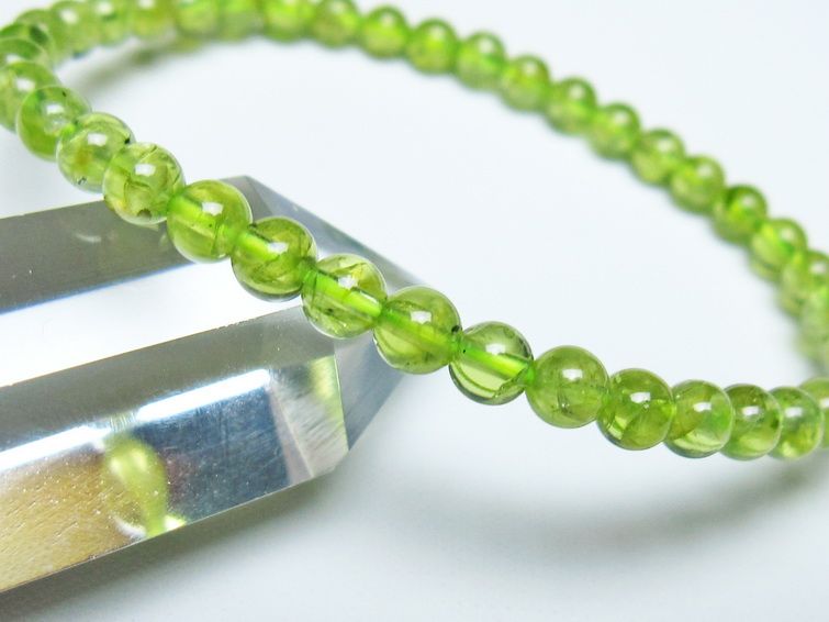 ペリドット ブレスレット 5mm メール便可 一点物 111-50701