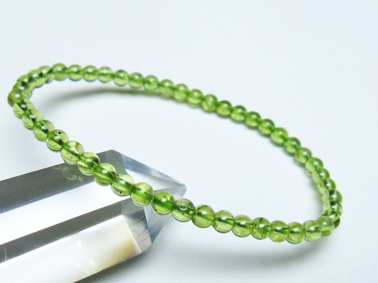 ペリドット ブレスレット 4mm メール便可 一点物 111-50702
