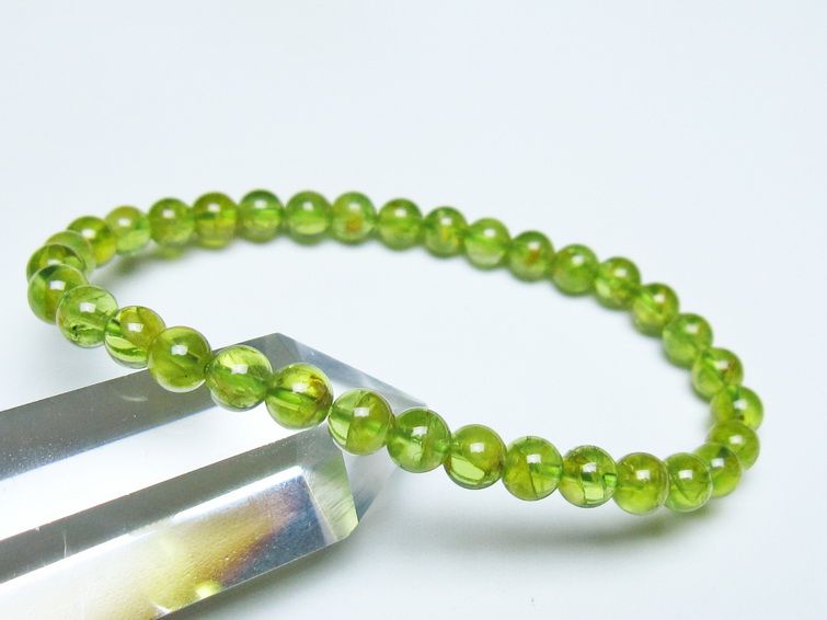 ペリドット ブレスレット 6mm メール便可 一点物 111-50704
