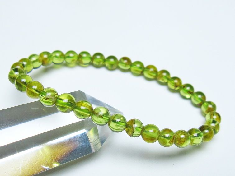 ペリドット ブレスレット 6mm メール便可 一点物 111-50705