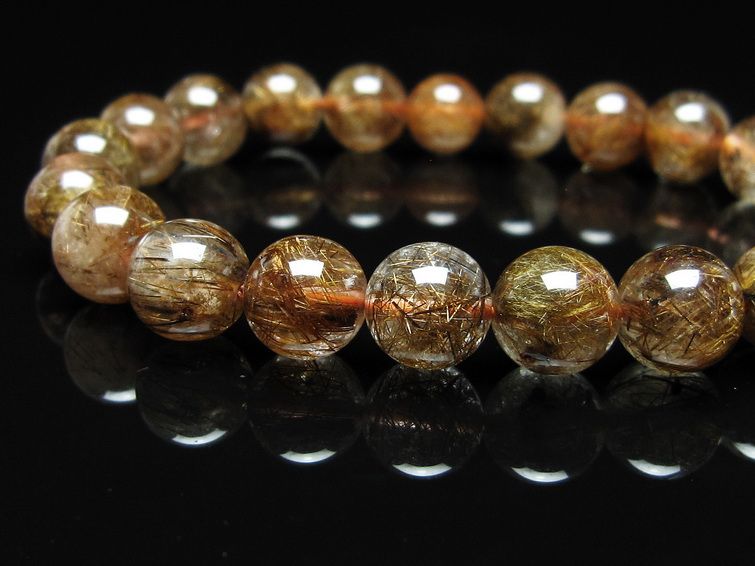 ルチルクォーツ ブレスレット 10mm ブロンズルチル ブレス 一点物 111-50709