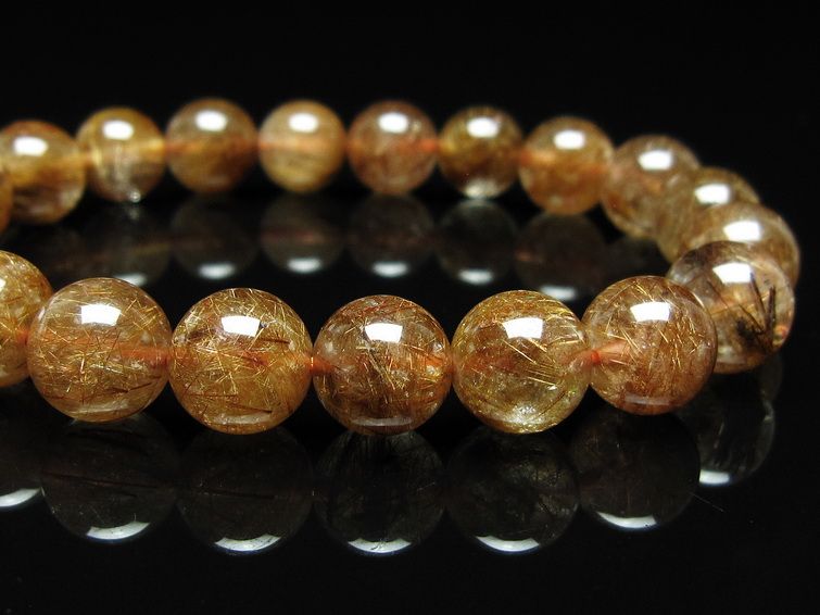 ルチルクォーツ ブレスレット 10mm ブロンズルチル ブレス 一点物 111-50710