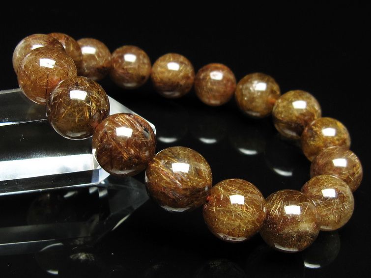 ルチルクォーツ ブレスレット 12mm ブロンズルチル ブレス 一点物 111-50713