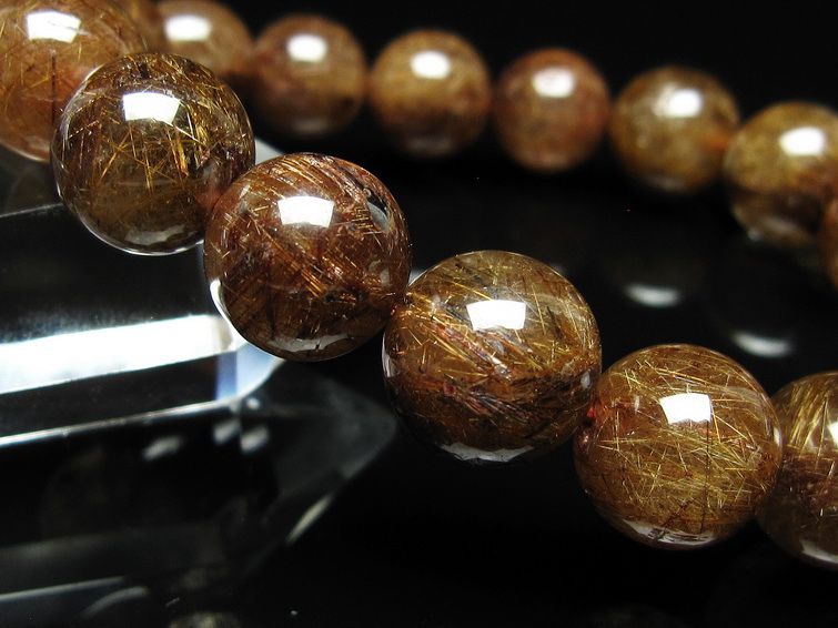 ルチルクォーツ ブレスレット 12mm ブロンズルチル ブレス 一点物 111-50713