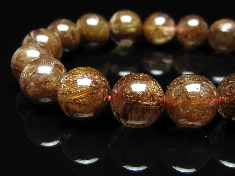 ルチルクォーツ ブレスレット 12mm ブロンズルチル ブレス 一点物 111-50713