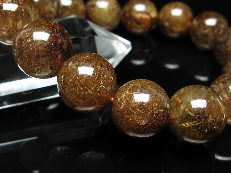 ルチルクォーツ ブレスレット 14mm ブロンズルチル ブレス 一点物 111-50715