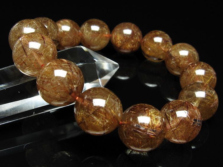 ルチルクォーツ ブレスレット 16mm ブロンズルチル ブレス 一点物 111-50717