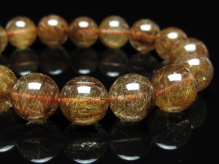 ルチルクォーツ ブレスレット 13mm ブロンズルチル ブレス 一点物 111-50718