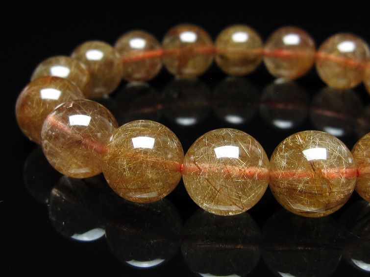 ルチルクォーツ ブレスレット 12mm ブロンズルチル ブレス 一点物 111-50719