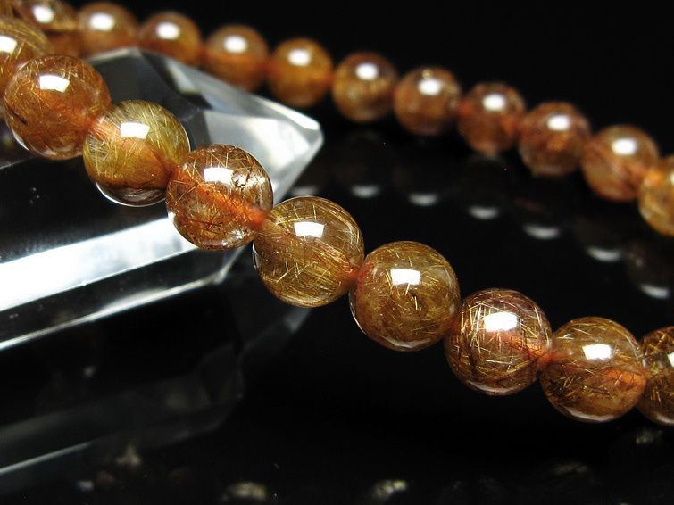 ルチルクォーツ ブレスレット 8mm ブロンズルチル ブレス 一点物 111-50725