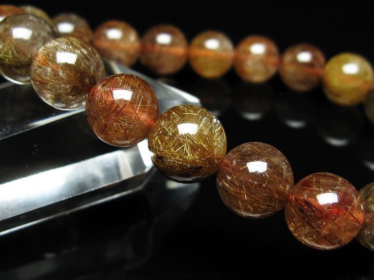 ルチルクォーツ ブレスレット 10mm ブロンズルチル ブレス 一点物 111-50731