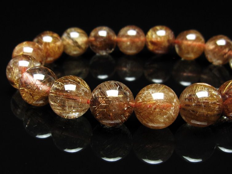 ルチルクォーツ ブレスレット 11mm ブロンズルチル ブレス 一点物 111-50734