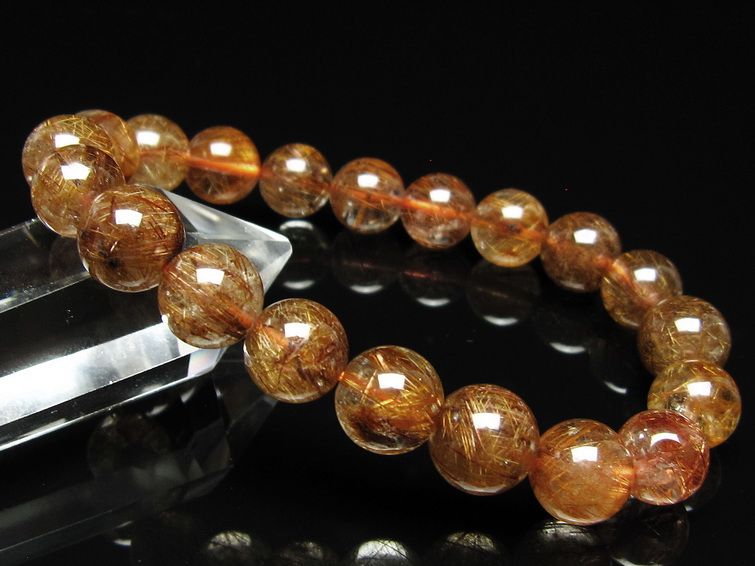 ルチルクォーツ ブレスレット 10mm ブロンズルチル ブレス 一点物 111-50739