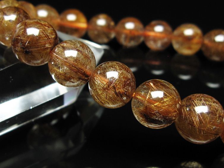 ルチルクォーツ ブレスレット 10mm ブロンズルチル ブレス 一点物 111-50739